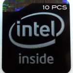 10 pieces of Original Intel Inside Sticker in Black 13 x 15mm / 1/2" x 5/8" [937x10]