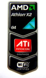 Original AMD Athlon X2 64 / ATI Radeon / WiFi Certified Sticker 18 x 43.5mm [459]
