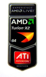 Original AMD Turion X2 Ultra 64 / ATI Radeon / 3000 Series Sticker 18 x 43.5mm [460]