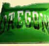 State of Oregon Map Sticker in chrome 110 x 140mm / 4 1/2" x 5 1/2" [C20]