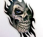 Skull Head PET sticker 70mmW x 115mmH / 2 3/4"W x 4 1/2"H [C34]