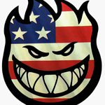 Spitfire Flame Head Stars and Stripes sticker 60mmW x 80mmH / 3 1/8H"x 2 3/8W" [C45]