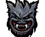 VATH Spitfire Flame Head Werewolf sticker 60mmW x 72mmH / 2 7/8"H x 2 3/8"W [C57]