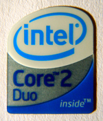 Intel Core 2 duo sticker 16mm x 20mm white top 