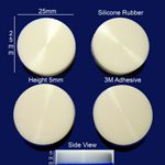 Silicone Rubber Feet Set 25mm(L) x 25mm(W) x 5mm(H) Self Adhesive 4pcs [RB178]