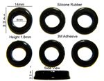 Rubber Feet Set 14mm(L) x 14mm(W) x 1.8mm(H) 6pcs [RB195]