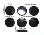 Silicone Rubber Feet Set 15mm(L) x 15mm(W) x 2mm(H) 6pcs Self Adhesive [RB223]