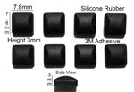 Silicone Rubber Feet Set 7.8mm(L)x 7.8mm(W)x 3mm(H)Self Adhesive 8pcs [RB31]
