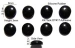 Silicone Rubber Feet Set 8mm(L)x 8mm(W)x 3mm(H) Self Adhesive 8pcs [RB54]
