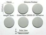 Silicone Rubber Feet 15mm(L)x 15mm(W)x 2mm(H) Self Adhesive 6pcs [RB55]