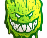 VATH Spitfire Flame Head Green Slime sticker 60mmW x 97mmH / 3 3/4"H x 2 3/8"W [C66]