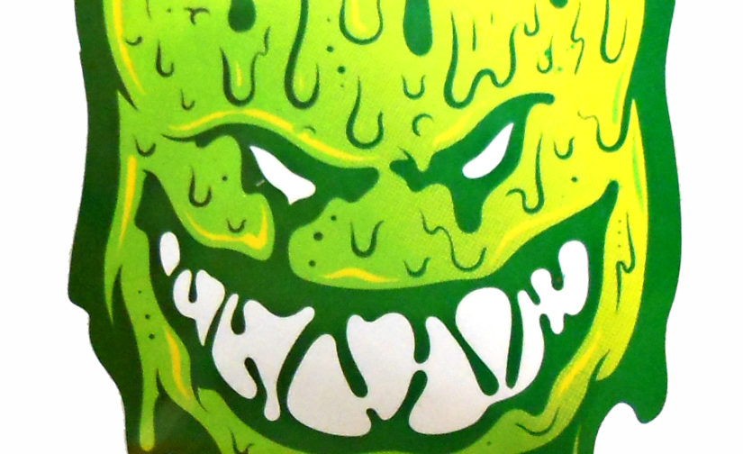 VATH Spitfire Flame Head Green Slime sticker 60mmW x 97mmH / 3 3/4"H x 2 3/8"W [C66]